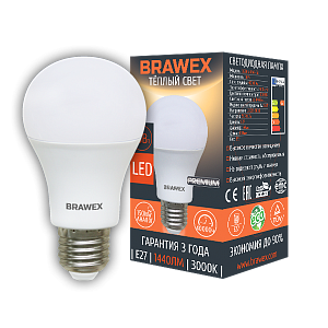 Лампа светодиодная Brawex груша матовая E27 16Вт 3000K 0314G-A60-16L