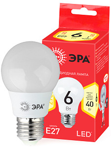 Лампа светодиодная Эра E27 6W 2700K ECO LED A55-6W-827-E27 Б0028008