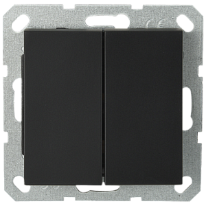 Выключатель двухклавишный Jasmart проходной с накладкой 10A 250V черный матовый (soft touch) G3022PB