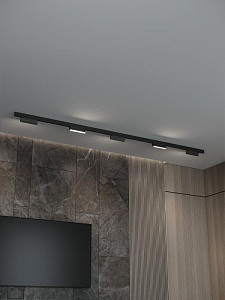 Трековая система со светильниками №4 трехфазная накладная Eldeko (48В, форма - прямая, 3м, 3000K) черная Hesby Lighting HSBL_kompl_E004_NI3B3K