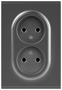 Розетка Эра Arktik 16-2107-06 без заземления двойная 2X2P 16А-250В графит Б0071686