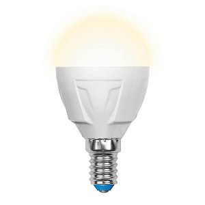 Лампа светодиодная (UL-00000694) Uniel E14 6W 3000K матовая LED-G45-6W/WW/E14/FR/DIM PLP01WH