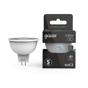 Лампа cветодиодная диммируемая Gauss GU5.3 5W 4100K матовая 101505205-D