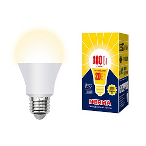 Лампа светодиодная (UL-00004030) Volpe E27 20W 3000K матовая LED-A65-20W/WW/E27/FR/NR