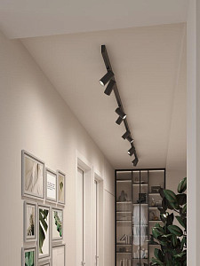 Трековая система со светильниками №3 трехфазная накладная Eldeko (48В, форма - прямая, 4м, 3000K) черная Hesby Lighting HSBL_kompl_E003_NI4B3K