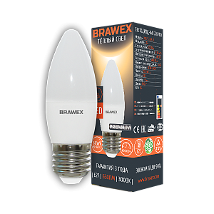 Светодиодная лампа Brawex свеча матовая E27 7Вт 3000K 0707E-B35-7L