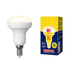 Лампа светодиодная (UL-00003845) Volpe E14 7W 3000K матовая LED-R50-7W/WW/E14/FR/NR