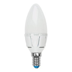 Лампа светодиодная (UL-00002413) Uniel E14 7W 3000K матовая LED-C37 7W/WW/E14/FR PLP01WH