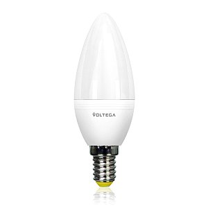 Лампа светодиодная диммируемая Voltega E14 6W 4000К свеча матовая VG2-C2E14cold6W 5492