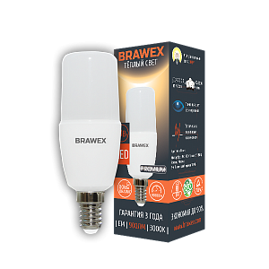 Лампа светодиодная Brawex колба матовая E14 10Вт 3000K 5307C-T7C-10L