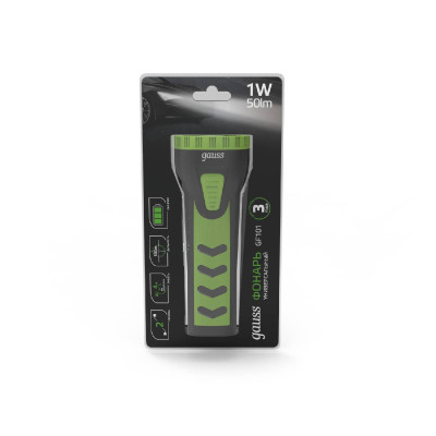 Ручной светодиодный фонарь Gauss аккумуляторный 128х48 50 лм GF101 609₽