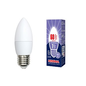Лампа светодиодная (UL-00003797) Volpe E27 7W 6500K матовая LED-C37-7W/DW/E27/FR/NR