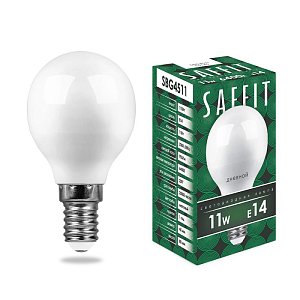 Лампа светодиодная Saffit SBG4511 шар E14 11W 6400K 55140