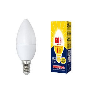 Лампа светодиодная (UL-00003796) Volpe E14 7W 3000K матовая LED-C37-7W/WW/E14/FR/NR