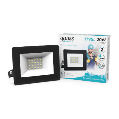 Прожектор светодиодный Gauss Elementary 20W 4000К 613100220 599₽
