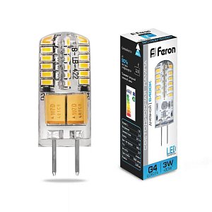 Лампа светодиодная Feron G4 3W 6400K Прямосторонняя Матовая LB-422 25533