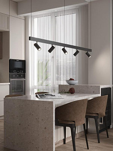 Трековая система со светильниками №3 трехфазная подвесная Eldeko (48В, форма - прямая, 2м, 3000K) черная Hesby Lighting HSBL_kompl_E003_PI2B3K