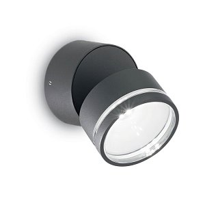 Уличный настенный светодиодный светильник Ideal Lux Omega Round AP1 Antracite 172552
