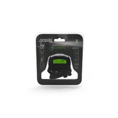 Налобный светодиодный фонарь Gauss аккумуляторный 40х60 220 лм GF402 1459₽