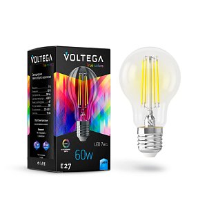 Лампа светодиодная филаментная Voltega E27 7W 4000K груша прозрачная VG10-A60E27cold7W-FHR 7155