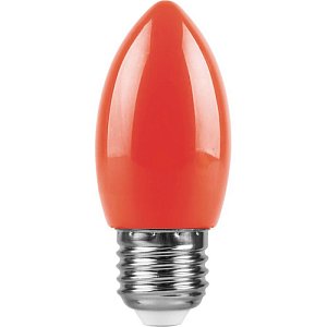 Лампа светодиодная Feron E27 1W красный Свеча Матовая LB-376 25928