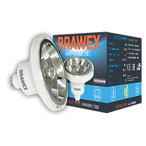 Лампа светодиодная Brawex рефлектор зеркальный GU10 12Вт 4000K 3906B-AR111m-12N